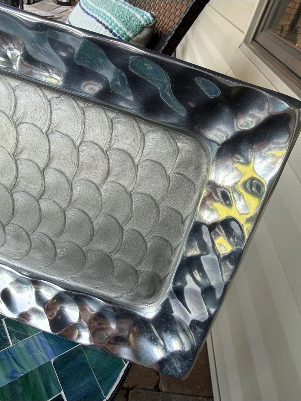 Julia Knight, Silver Rectangular Hammered Serving Tray